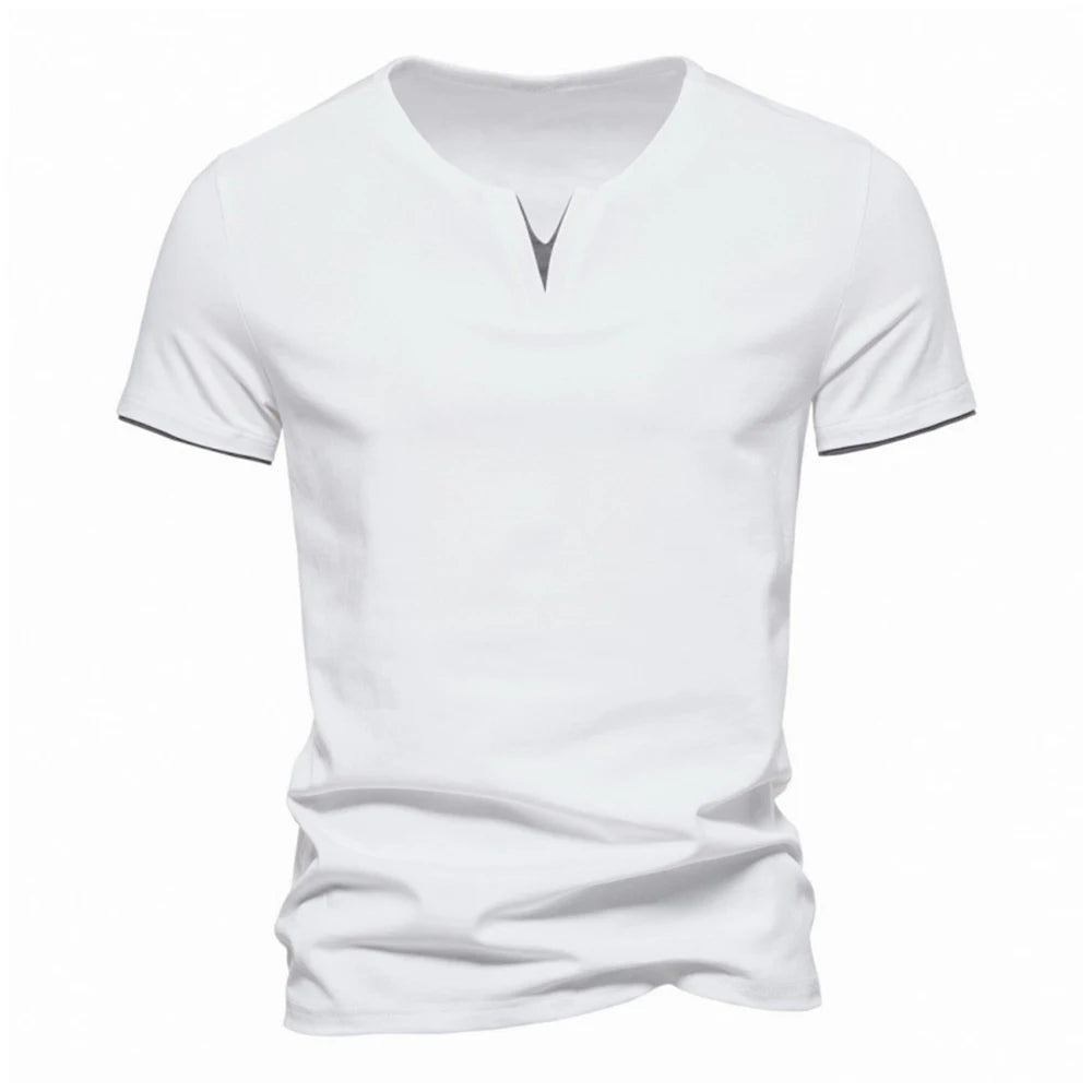 Mens Short Sleeve Henley Shirt Casual Summer V Neck T-Shirt Casual Slim Fit Basic Solid Color Loose Fitness Sport Breathable Top