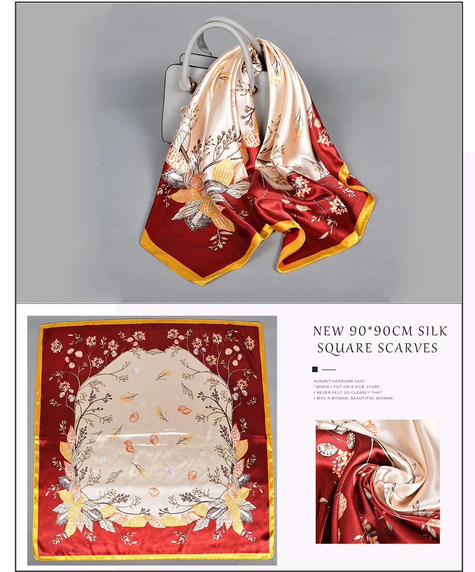 BYSIFA| Blue Pink Silk Women Scarf Spring Fashion Chinese Style Elegant Square Scarves Shawls Fouldard Fall Winter Scarves Wraps