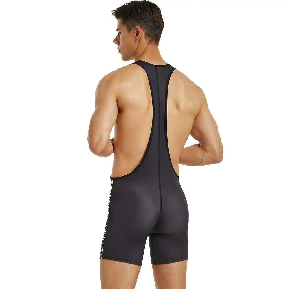 TAUWELL Men One-piece Vest Bodysuit Wrestling Singlet Bodybuilding Jumpsuit Shorts Gym Fitness Workout Sportwear Tanks
