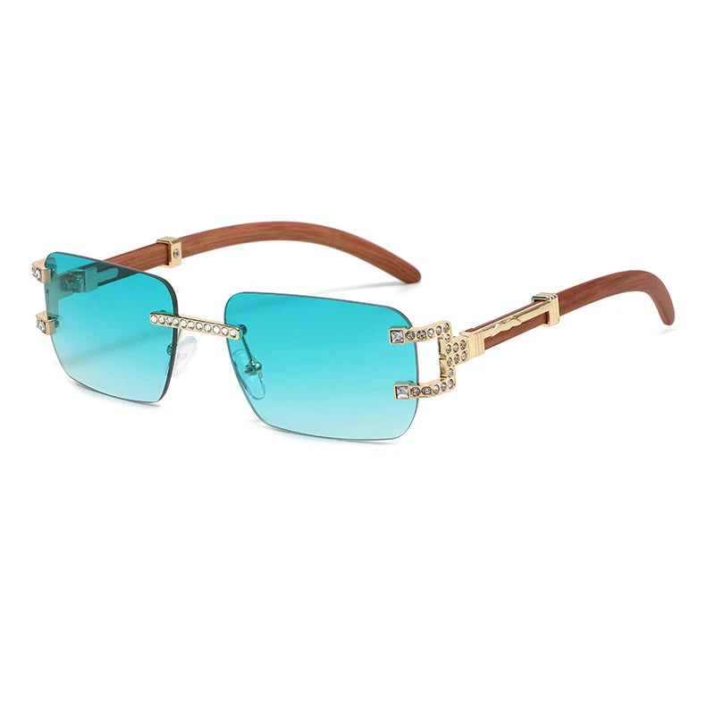 y2k Vintage Fashion Luxury Brand Designer Rimless Diamond Sunglasses Women Crystal Rhinestone Square Sun Glasses For Men UV400