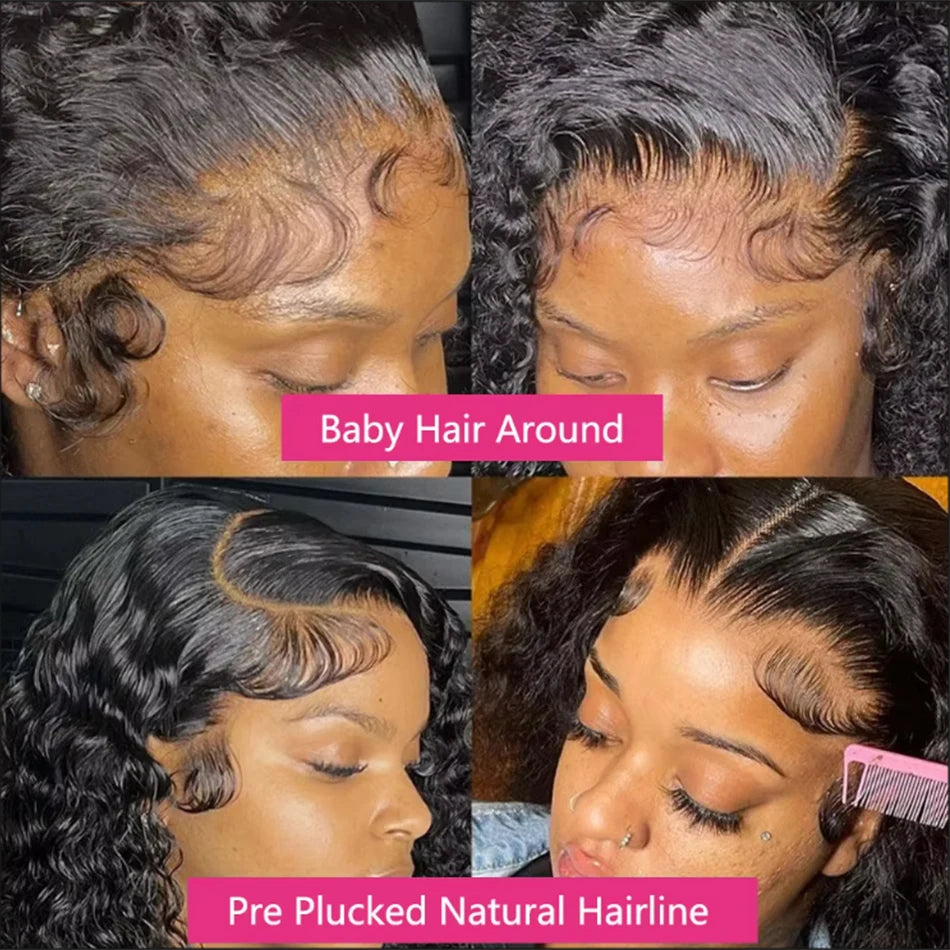 Glueless Wig Kinky Curly Lace Front Human Hair Wigs Ready To Wear And Go Wet and Wavy Wigs Water Wave Human Hair Wig For Women