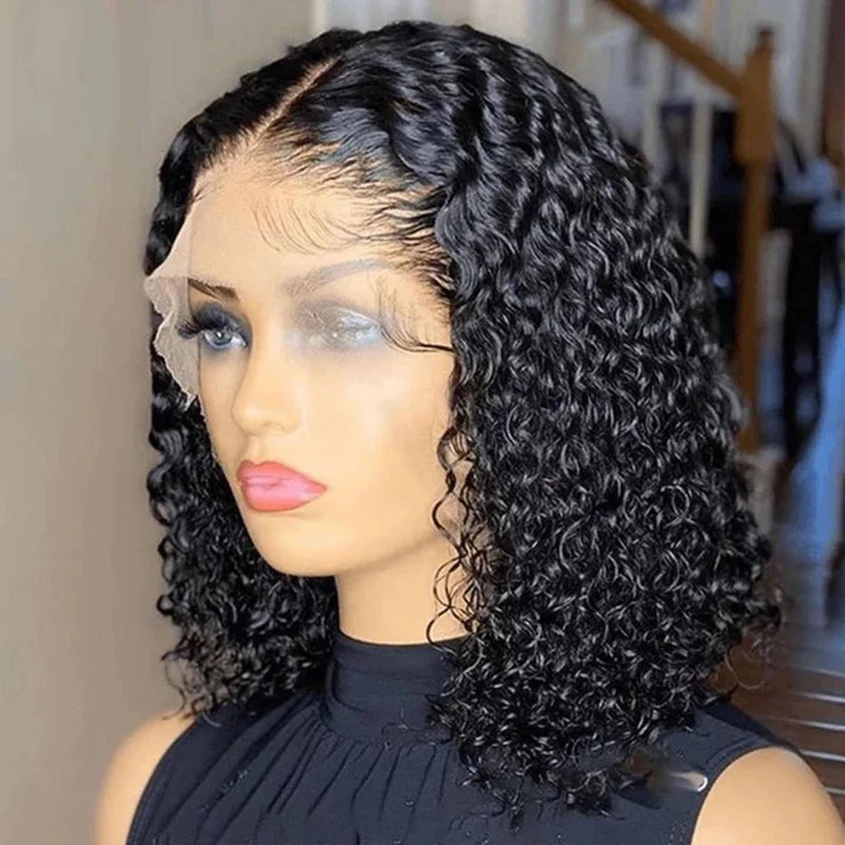 Glueless Wig Kinky Curly Lace Front Human Hair Wigs Ready To Wear And Go Wet and Wavy Wigs Water Wave Human Hair Wig For Women