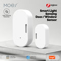 MOES Tuya ZigBee Wireless Smart Door Window Sensor Open Close Detector Light Sensing APP Notification Smart Life Home Security