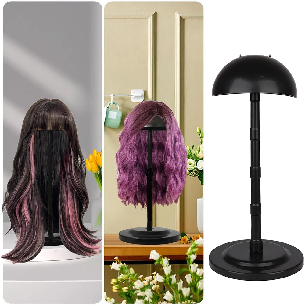 1pc Wig Stand Adjustable Height Wig Head Stand Portable Multi-Functional Non-Slip Wigs Stands Holder for Multiple Wigs and Hats