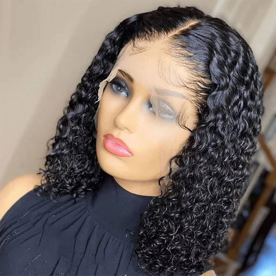 Glueless Wig Kinky Curly Lace Front Human Hair Wigs Ready To Wear And Go Wet and Wavy Wigs Water Wave Human Hair Wig For Women