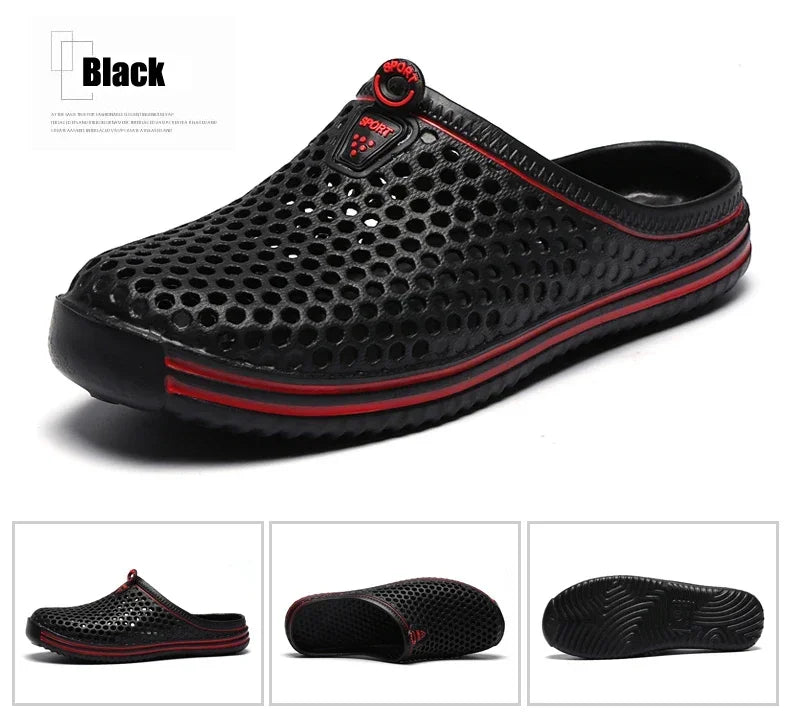 YRZL Mens Sandals Light EVA Summer Casual Shoes Hole Shoes Clogs Lovers Home Garden Outdoor Big Size 45 Male Beach Flat Slippers