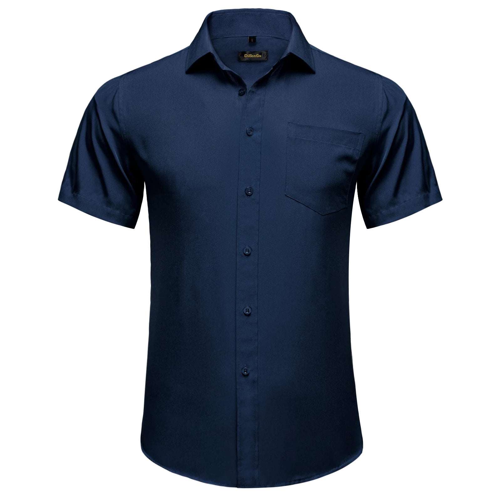 Men Shirts Short Sleeve Cotton Polyester Summer T-shirts Solid Black White Red Business Casual Tops Hawaiian Shirt