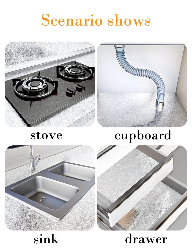Kitchen High Temperature Resistant Wall Stickers Oil Resistant Stickers Waterproof And Cabinets Stoves Aluminum Foil Paper