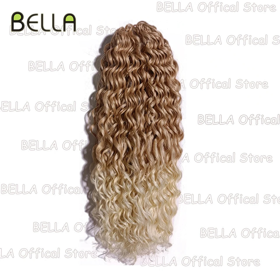 FASHION IDOL Curl Hair Deep Wave Twist Hair Extensions For Women 20 Inch Ombre Blonde Crochet Fake Hair Synthetic Crochet Braids