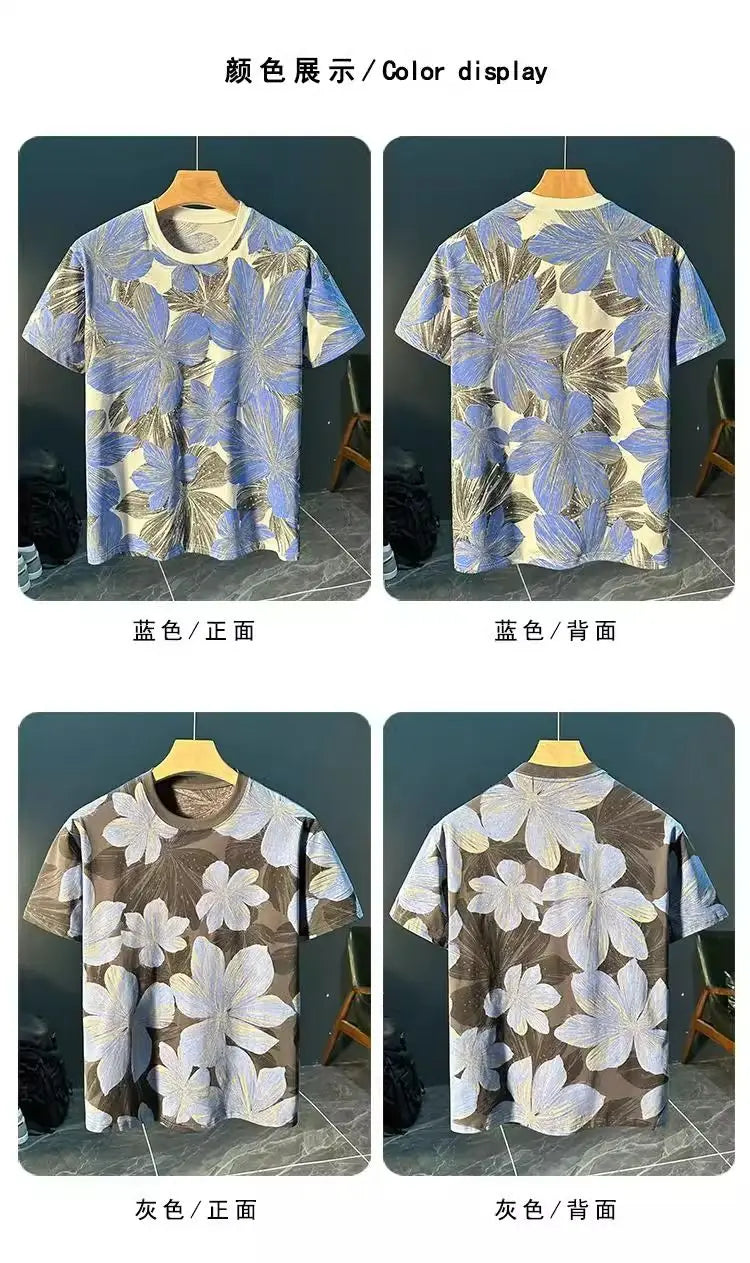 Loose Short-sleeved Thin Versatile Top Short-sleeved T-shirt for Men Summer Thin Full-body Printed Casual Breathable Trendy