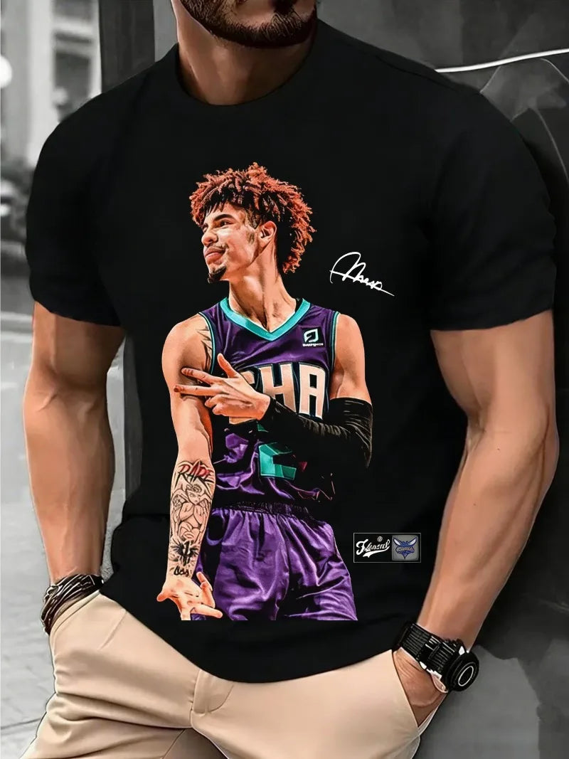 LaMelo Ball T Shirt Unisex Basketball Graphic Tee Oversized Crewneck Streetwear Fan Top Trendy Daily Clothing Plus Size Apparel