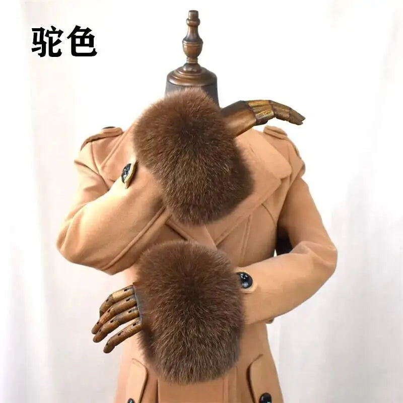 100% Real Fox Fur Cuffs Winter Natural Warm Oversized Arm Warmmer Wristband High Quality Coat Jacket Sleeve Fashion Luxury Cuffs