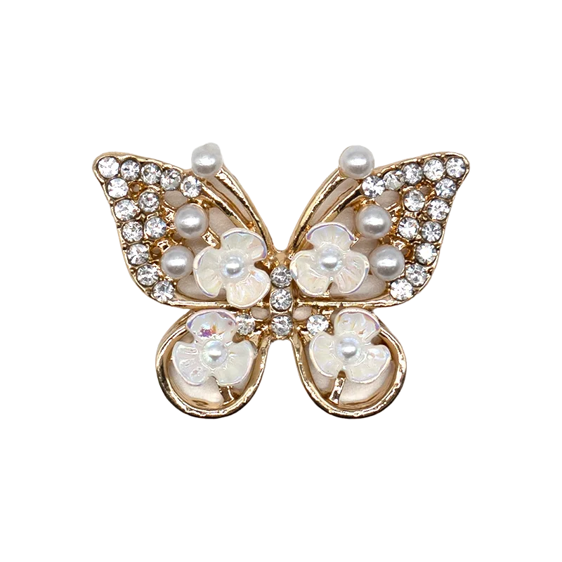 1pcs Golden Metal Shoe Charms Designer Shoe Decorations Luxury Shinning Butterfly Pins for Women Girls Sandal Accessories Buckle