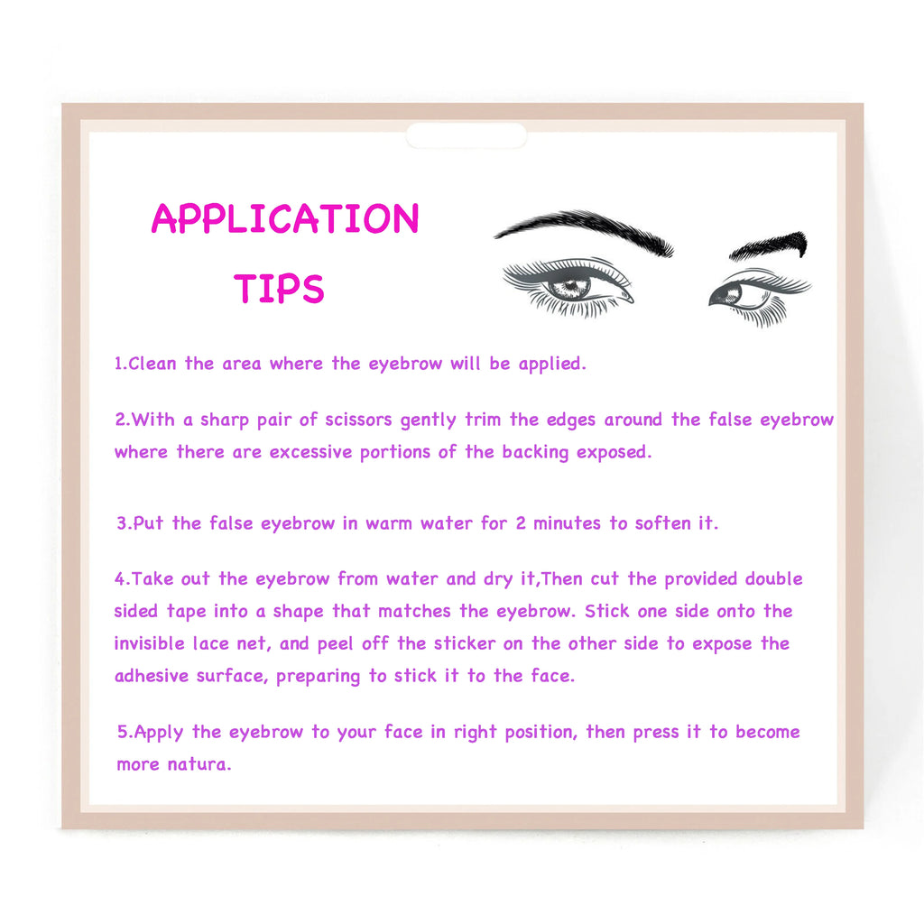 6 New Styles Invisible Natural Black Fake Eyebrows For Adult Males and Females 100% Human Hair Handtied Lace Base Natural Growth