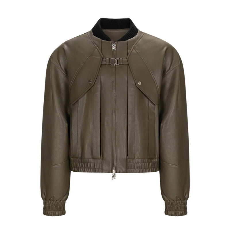 Mauroicardi Spring Autumn Cool Handsome Pu Leather Bomerb Jacket Men Zipper Runway European Fashion Luxury Designer Clothes 2025