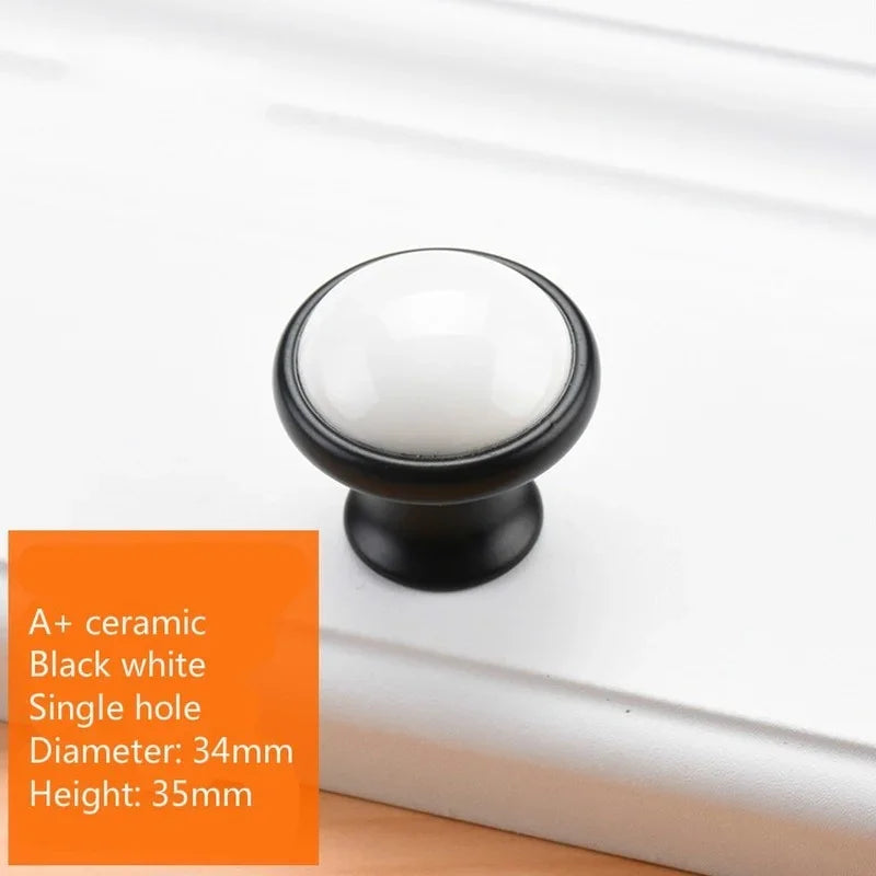 Cabinet Ceramic Black White Handle European Aluminum Wardrobe Door Handle Drawer Modern Minimalist Handle Furniture Hardware