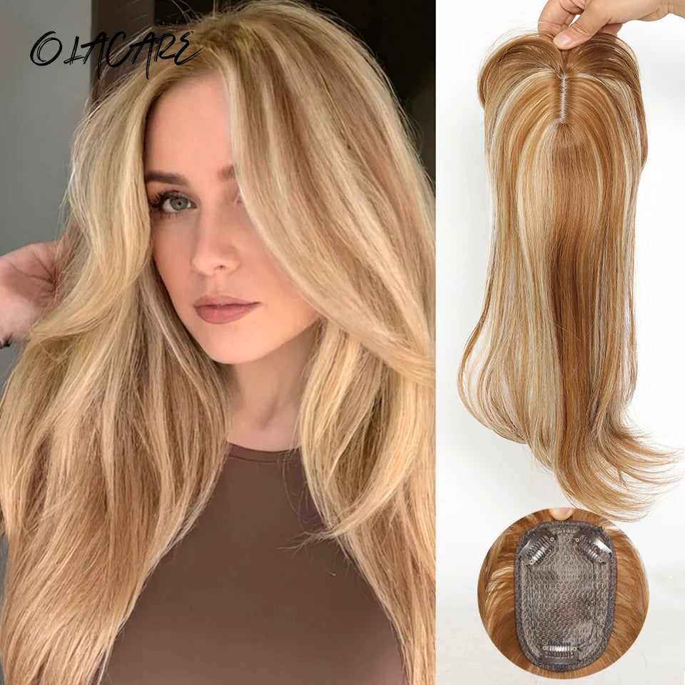Synthetic Topper Clip In Hair Extensions with Bangs for Women Increase The Amount Of Hair On The Top Of The Head Cover The White