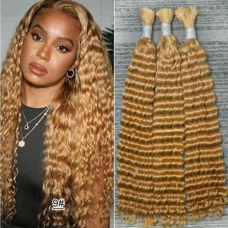 Wholesale Red Deep Wave Hair Bulk for Boho Braids 100% Human Hair Extensions No Weft Blonde Red Curly 613 Vietnamese Hair 30inch
