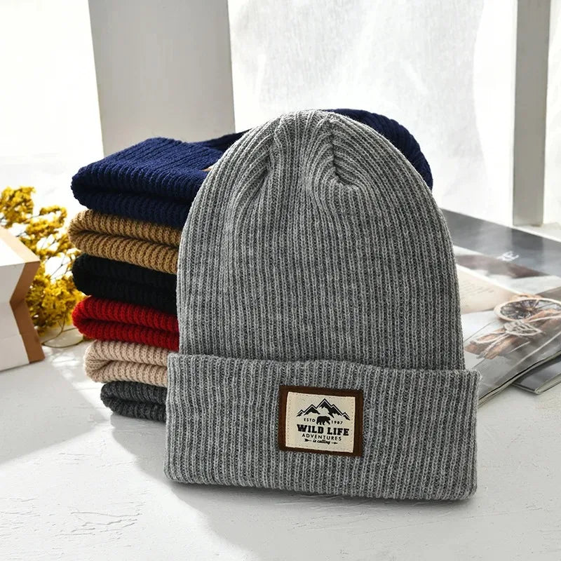 Warm Knitted Hat Jacquard Stripe Ear Protection Warm Trendy Casual Hat