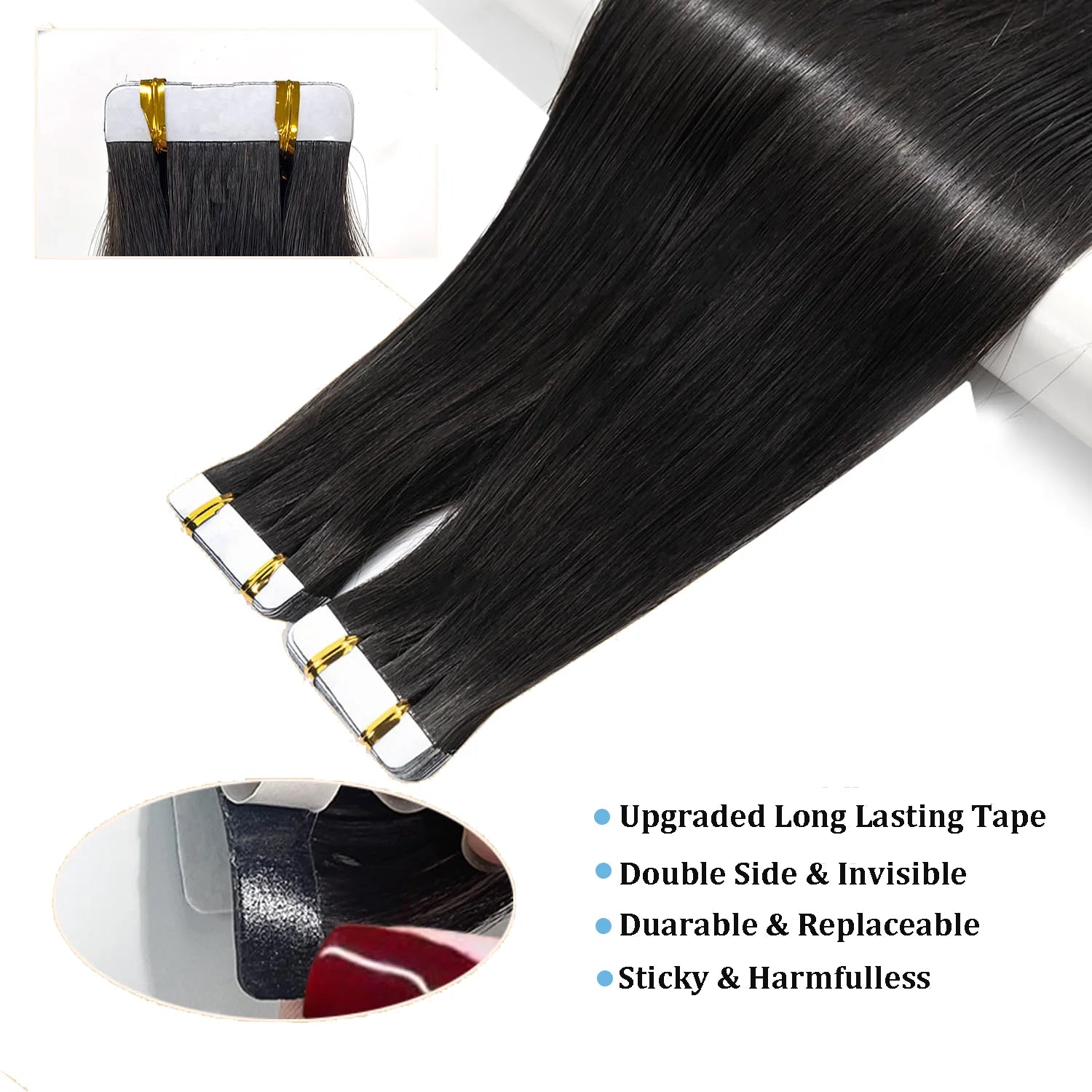 Tape In Hair Extensions 100% Remy human Hair Cuticle Skin Weft Seamless Adhesive Tape Hair Extensions 50G /set 20pc Best Quality