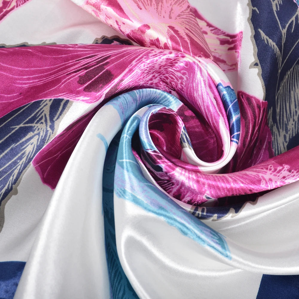 BYSIFA| Blue Pink Silk Women Scarf Spring Fashion Chinese Style Elegant Square Scarves Shawls Fouldard Fall Winter Scarves Wraps