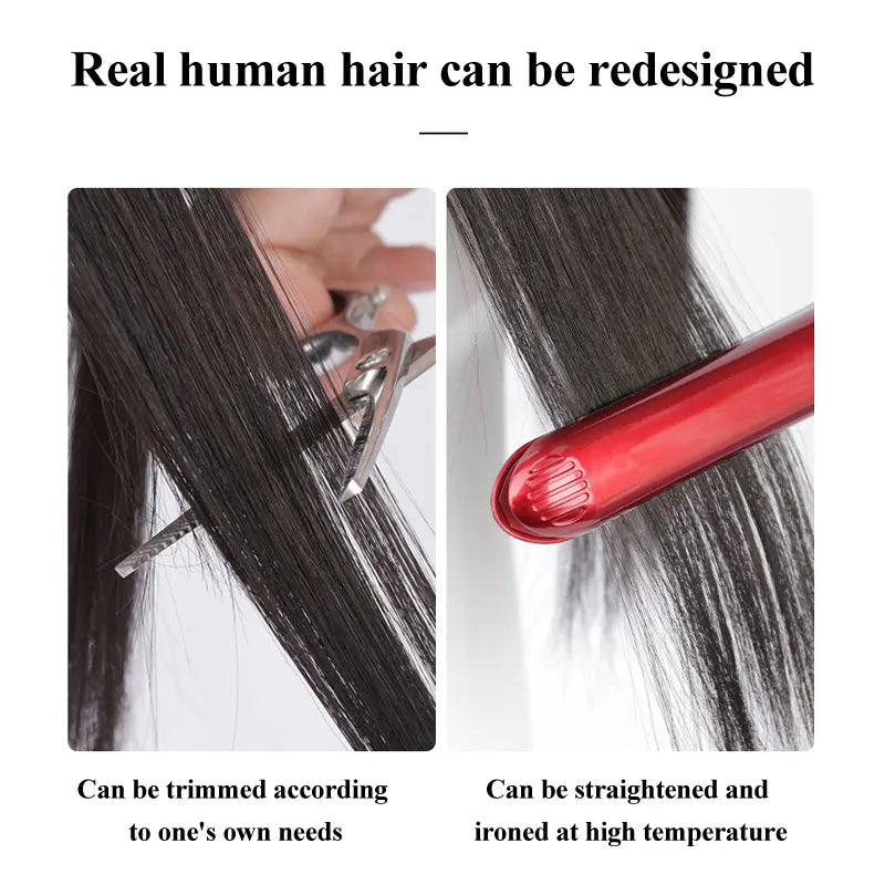 25cm 100% Human Hair 4clips Women's Natural Forehead Whitening Hair Enhancement Head Curtain 3D Eight Character Air Bangs