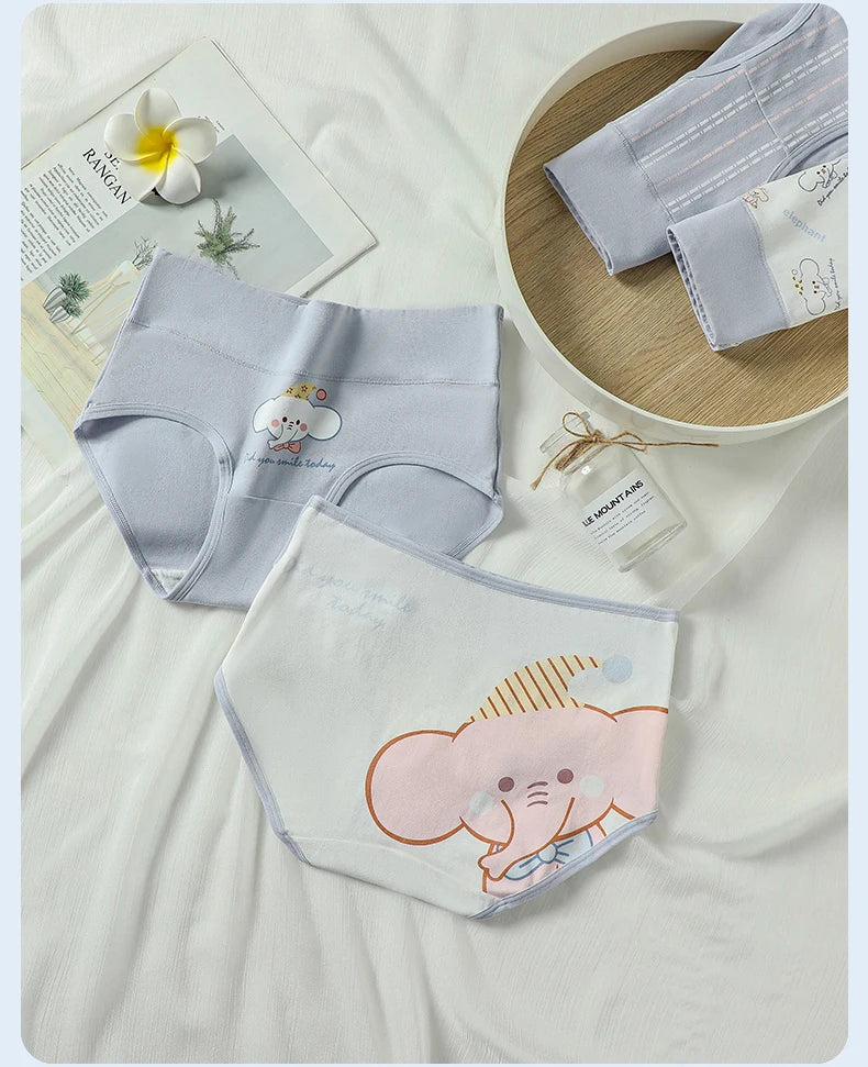 Plus Size 4Pcs High Waist Women‘s Panties Body Shaper Underwear Breathable Cotton Briefs Grils Panty Sexy Slim Female Lingerie