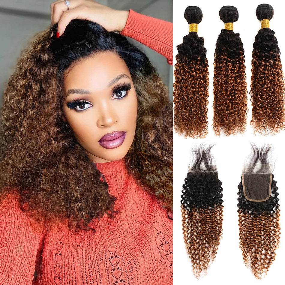 10A Mongolian Afro Kinky Curly Human Hair 2/3 Bundles with 4x4 Lace Closure 100% Unprocessed Virgin Kinky Curly Human Hair Weave
