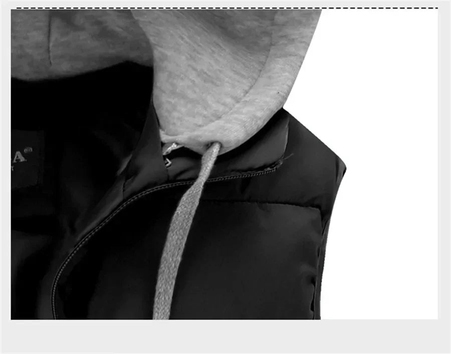Men's Padded Vest Autumn Winter Hooded Jackets Outerwear Thick Warm Sleeveless Parka Coat Casual Men Clothing Male Slim Tops