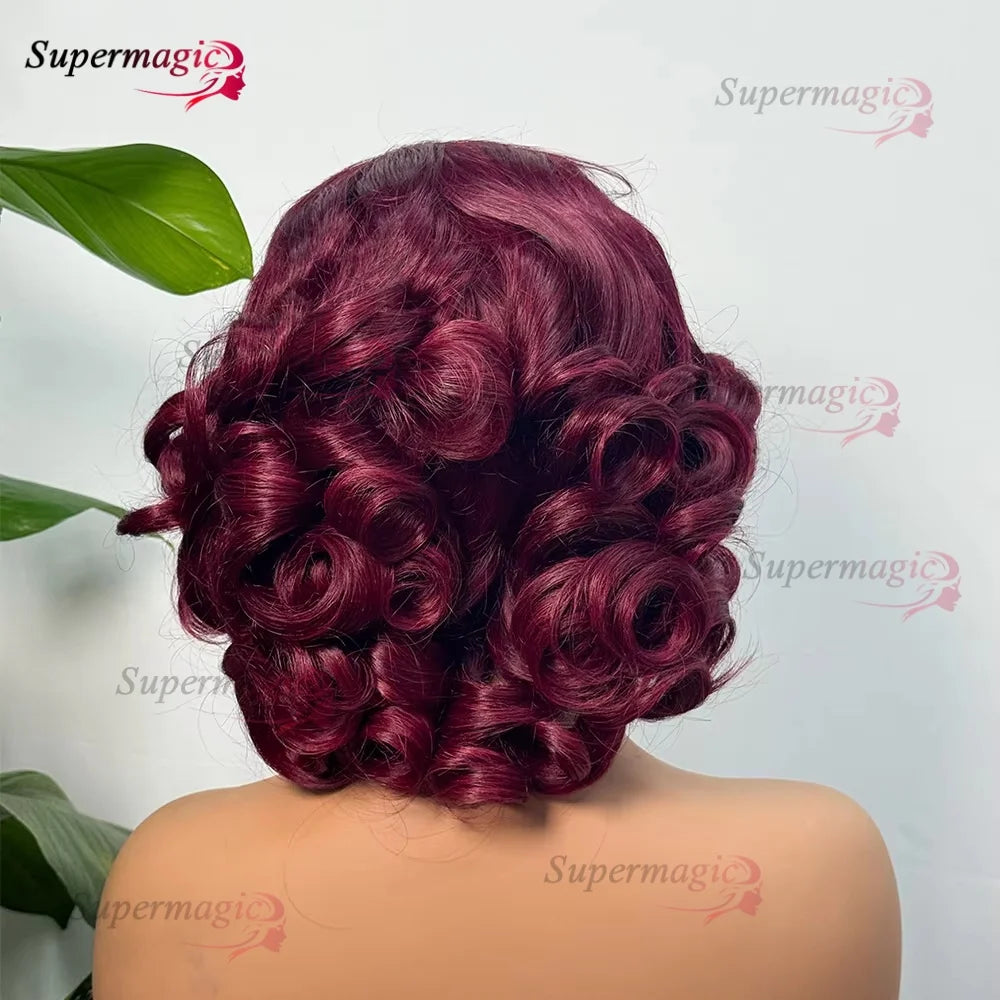 16" Loose Bouncy Curly 300 Density Glueless Lace Frontal Human Hair Wig Ready To Wear 5x5 HD Lace Wig Preplucked Hair For Woman