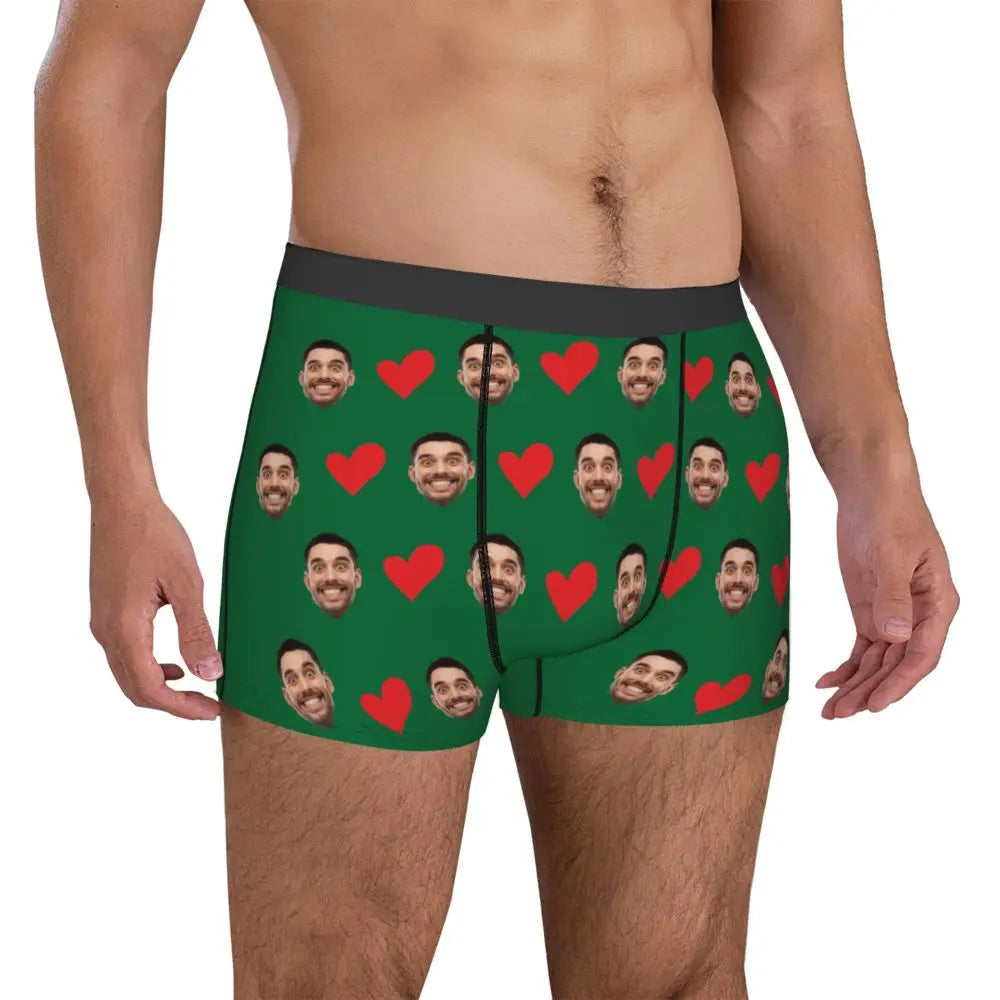 Personalized Face Photo Underwear - Custom Heart Boxer Briefs - Custom Men Briefs - Gift For Husband - Anniversary Gift for Dad