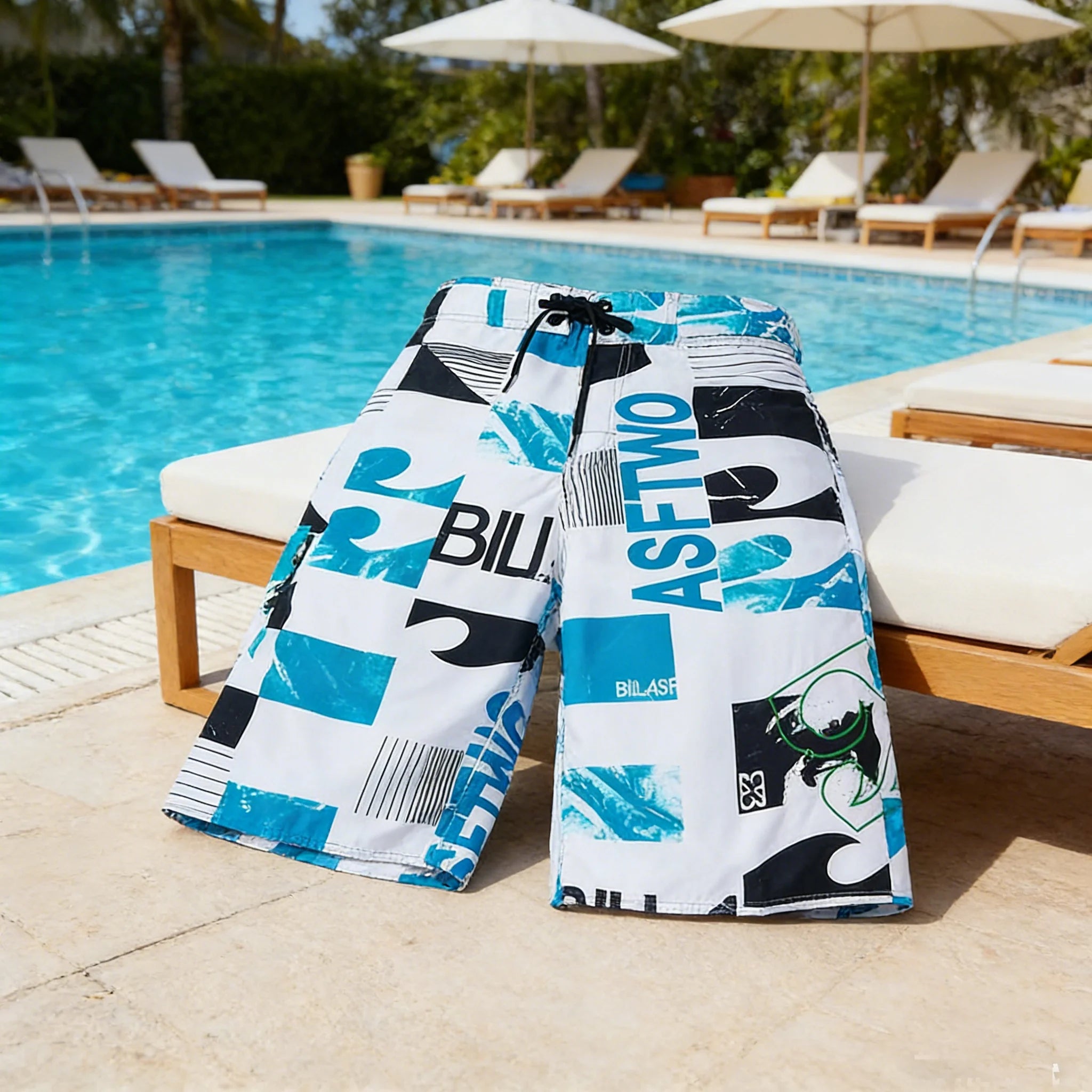 Quick Drying Beach Shorts for Men Surf Beach Shorts Fast Dry Swim Trunks with Bermuda, Fitness Muscle Short Pants, Summer, New,