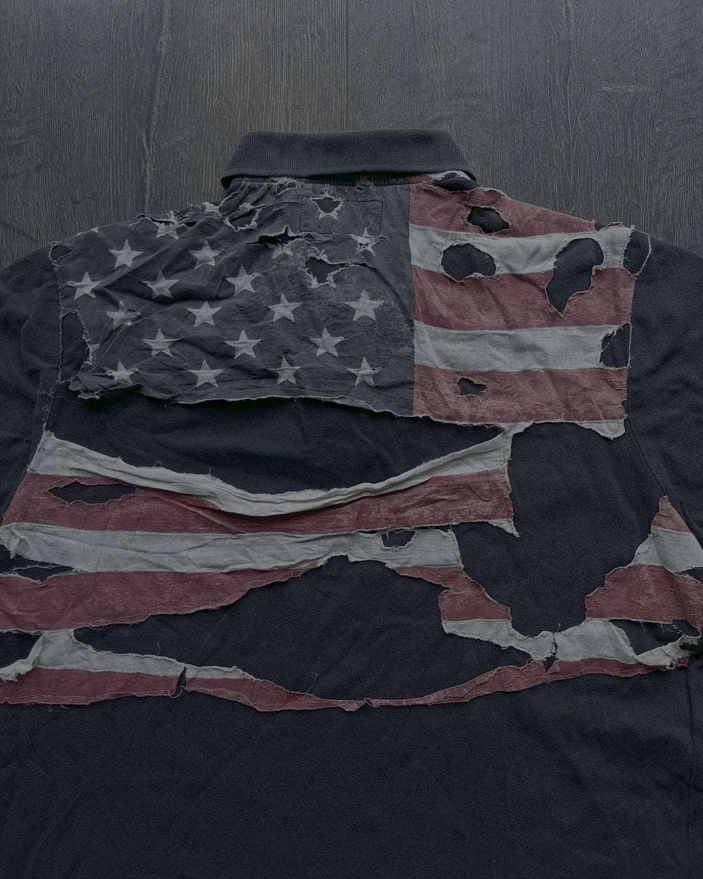 America Retro Flag Polo Shirt Streetwear Men Women Hip Hop Tear Patchwork Short Sleeve Shirt Y2k Cotton Top Baseball Clothing