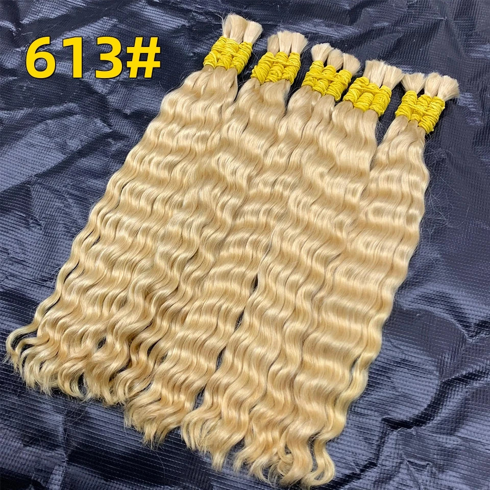 Bulk Braiding Hair 100% Human hair Virgin Deep Wave Unprocessed No Weft Boho Braids Human Hair Bulk Extensions Brazilian Remy 1B