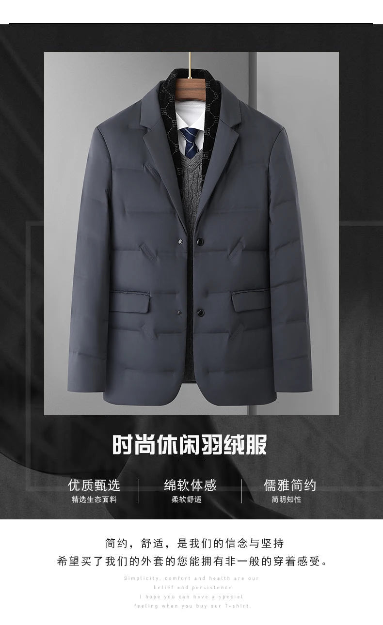 High Quality Men's Handsome down Jacket with Scarf Collar M-6XL Big plus Size for Middle-Aged Dad Fashionable Outerwear