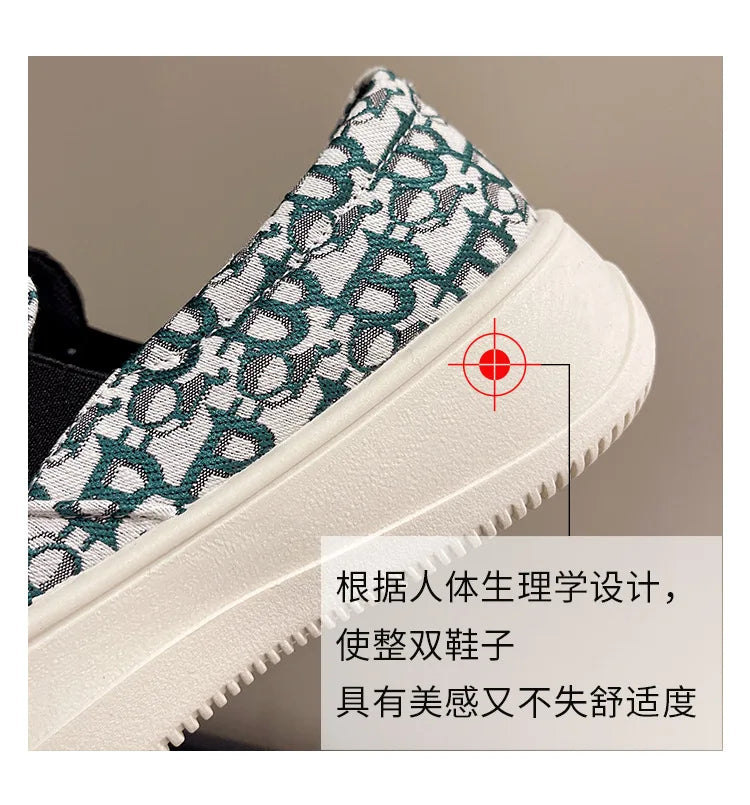 Fashion Designer Women's Platform Sneakers Casual Comfortable Ladies Flat Canvas Shoes Girls Letter Printing Slip-on Loafers