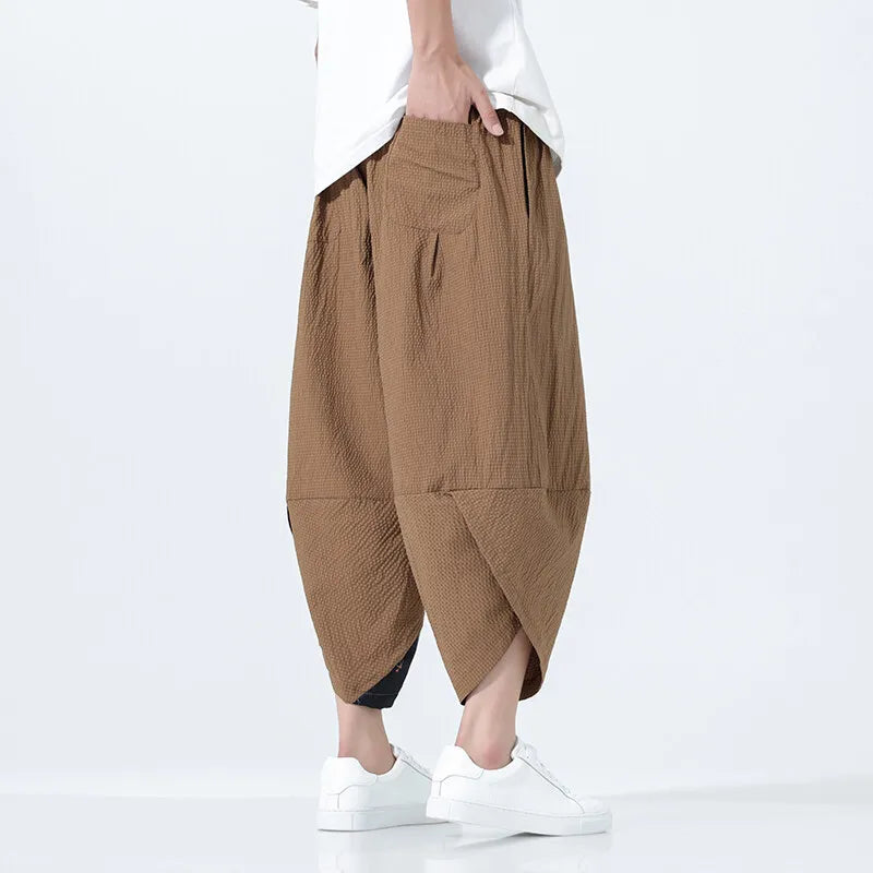 Summer Shorts Men Japanese Style Retro Comfortable Breathable Beach Pants Men Elastic Waistband Thin Loose Harun Casual Trousers