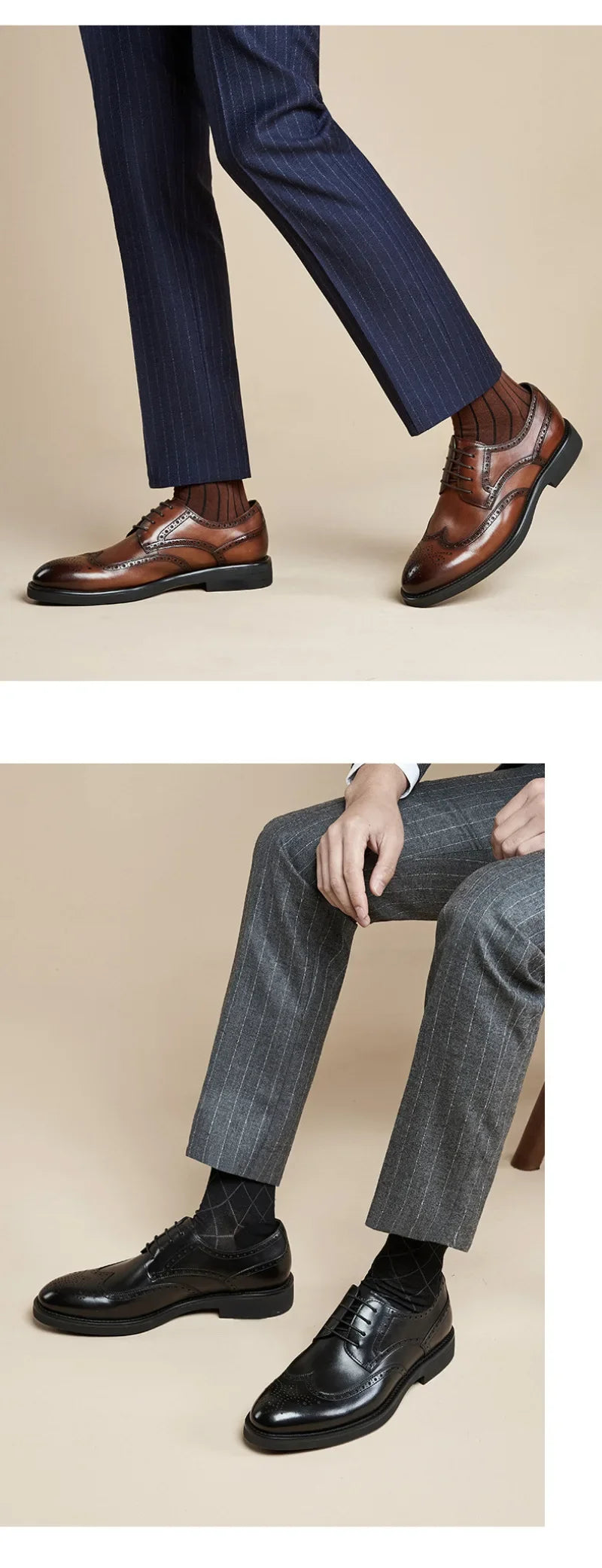 2024 Carved Block Leather Shoe Allmatch Business Dress Shoe Men Wedding Banquet Shoe Social Shoe Male British Luxury Men Shoe