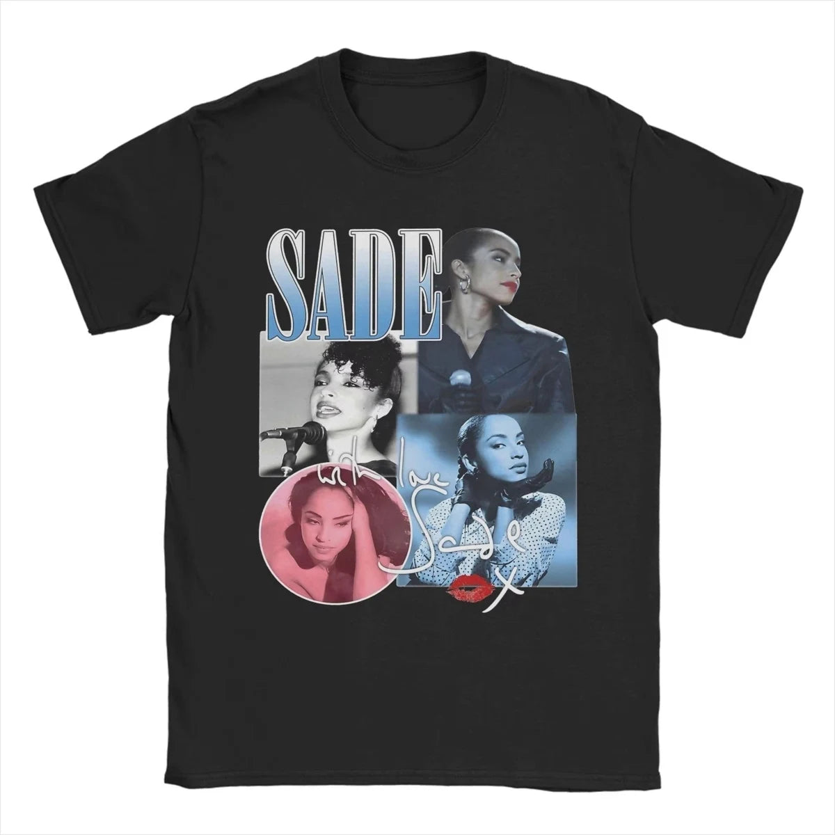 Men T-Shirts S-Sade Adu Singer Vintage 100% Cotton Tee Shirt Short Sleeve T Shirt Crewneck Clothes Plus Size