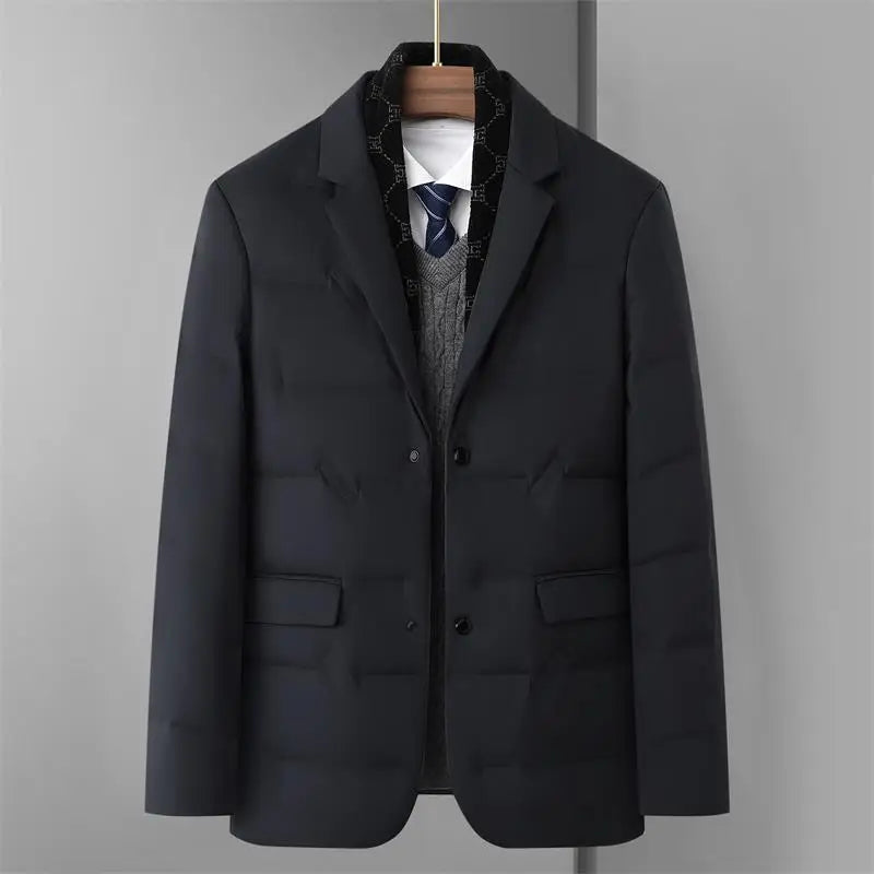 High Quality Men's Handsome down Jacket with Scarf Collar M-6XL Big plus Size for Middle-Aged Dad Fashionable Outerwear