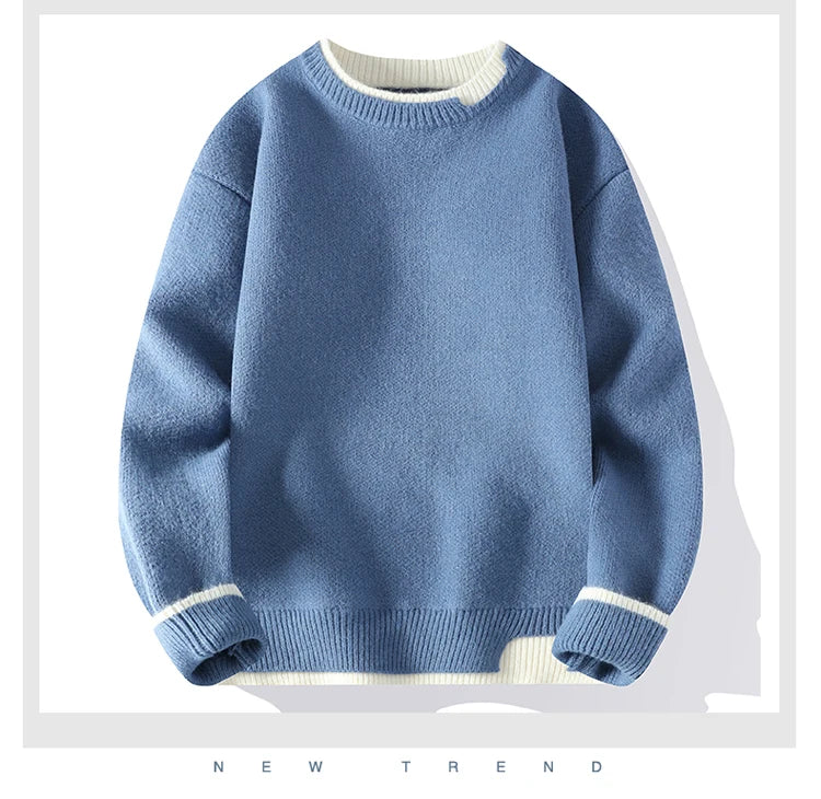 men round neck Solid color knitwear Men's High-Quality Fashion Trend Sweater Autumn/Winter Men Casual Comfortable Warm Sweaters