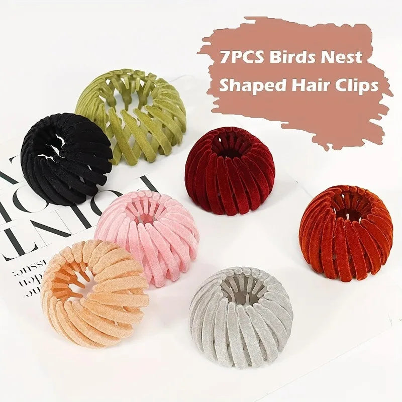 Pack of 7 Hair Clips, Vintage Bird Nest Hair Clips,Bird Nest Hair Clip, Expandable Headpiece Headband for Girls (Flocking)