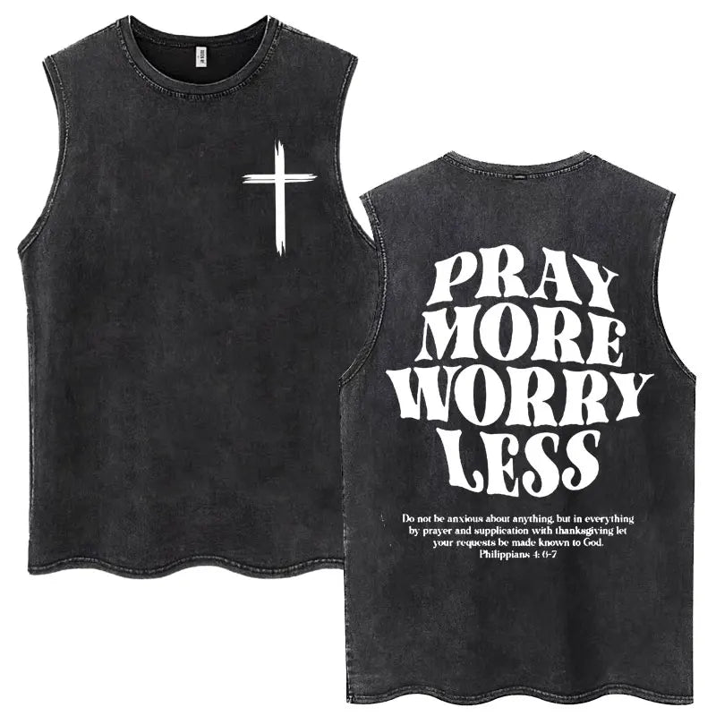 Christian Jesus Church Vintage Washed Tank Tops Bible Verse God Loves You Sleeveless T-shirt Men Women Cotton Loose Y2k T Shirts
