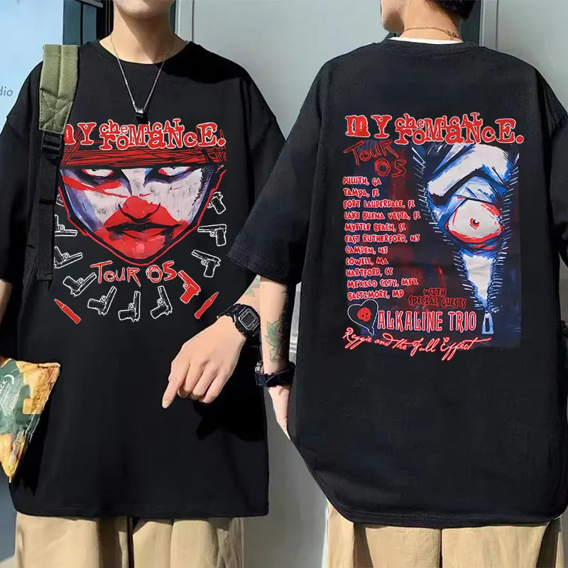 90s Punk Band My Chemical Romance Tour 2005 T-shirt Men Women Gothic Fashion Street Oversized Tshirt Male Soft Cotton T Shirts