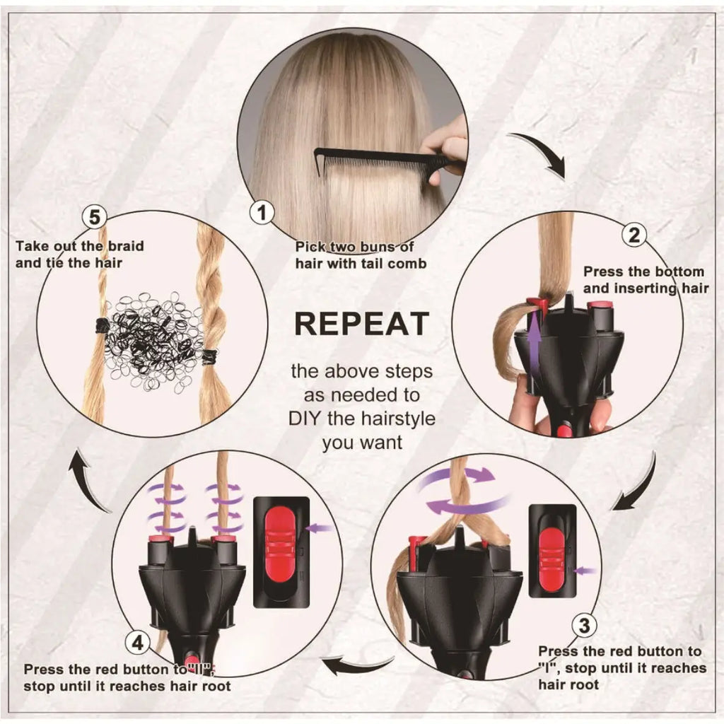 Electric Hair Braider Plait Automatic Twist Braider Styling Braiding Machine Quick Braid Tool Hair Styling Tool Hair Braider
