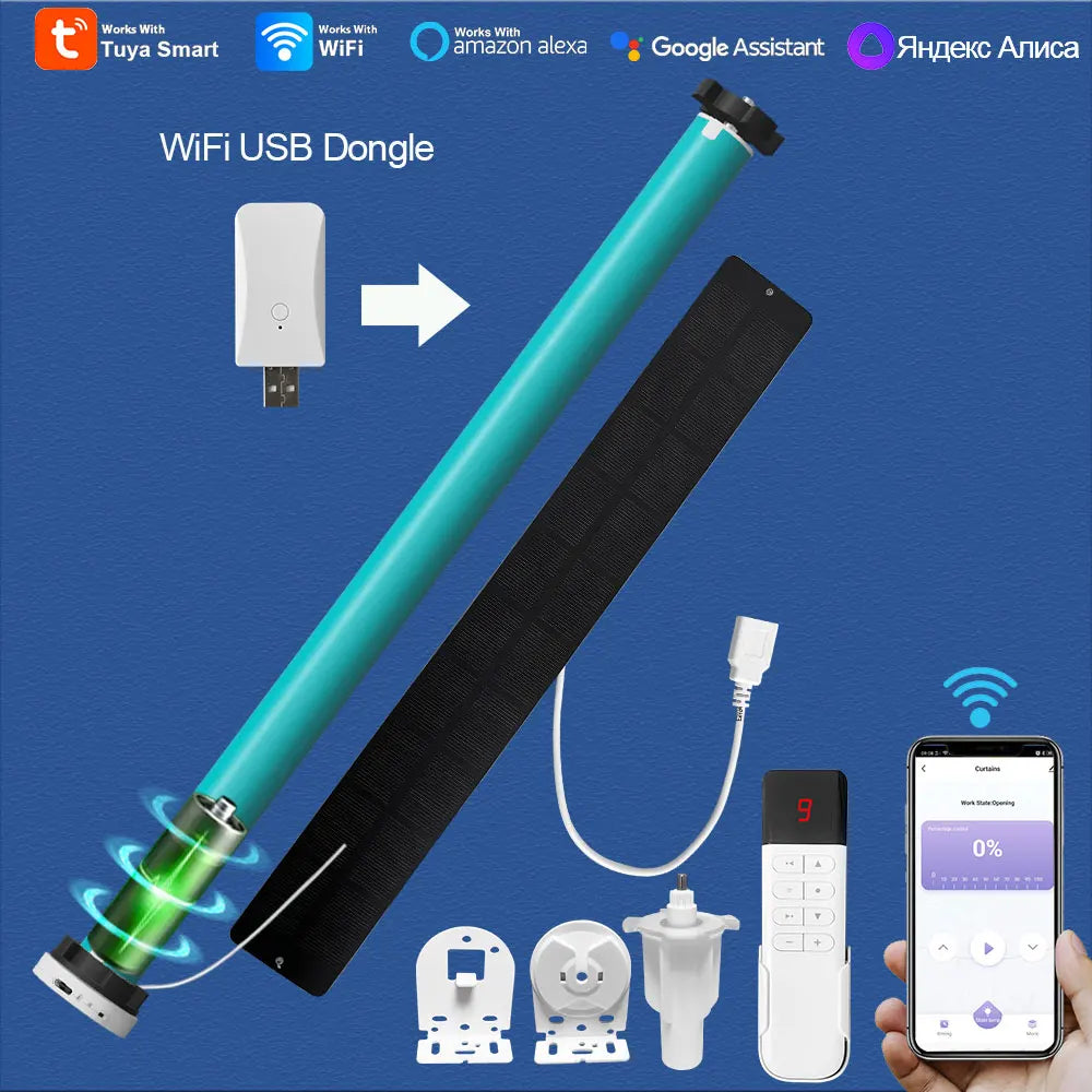 LifeLibero Tuya Wifi Battery Smart Curtains Motor Roller Blinds For 38mm Tube Rechargeable Wired Free Shutter Electric Motor