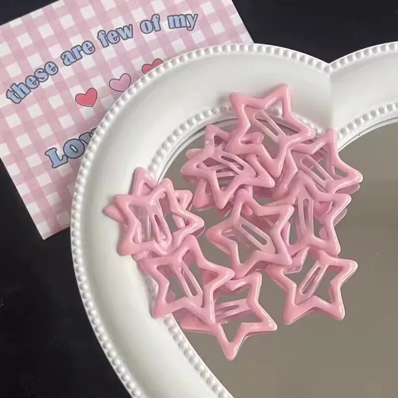 Y2K BB Star Hairclips Girls Colorful Cute Star Barrettes Women Simple Metal Snap Clip Headdress Hair Jewelry Accessories