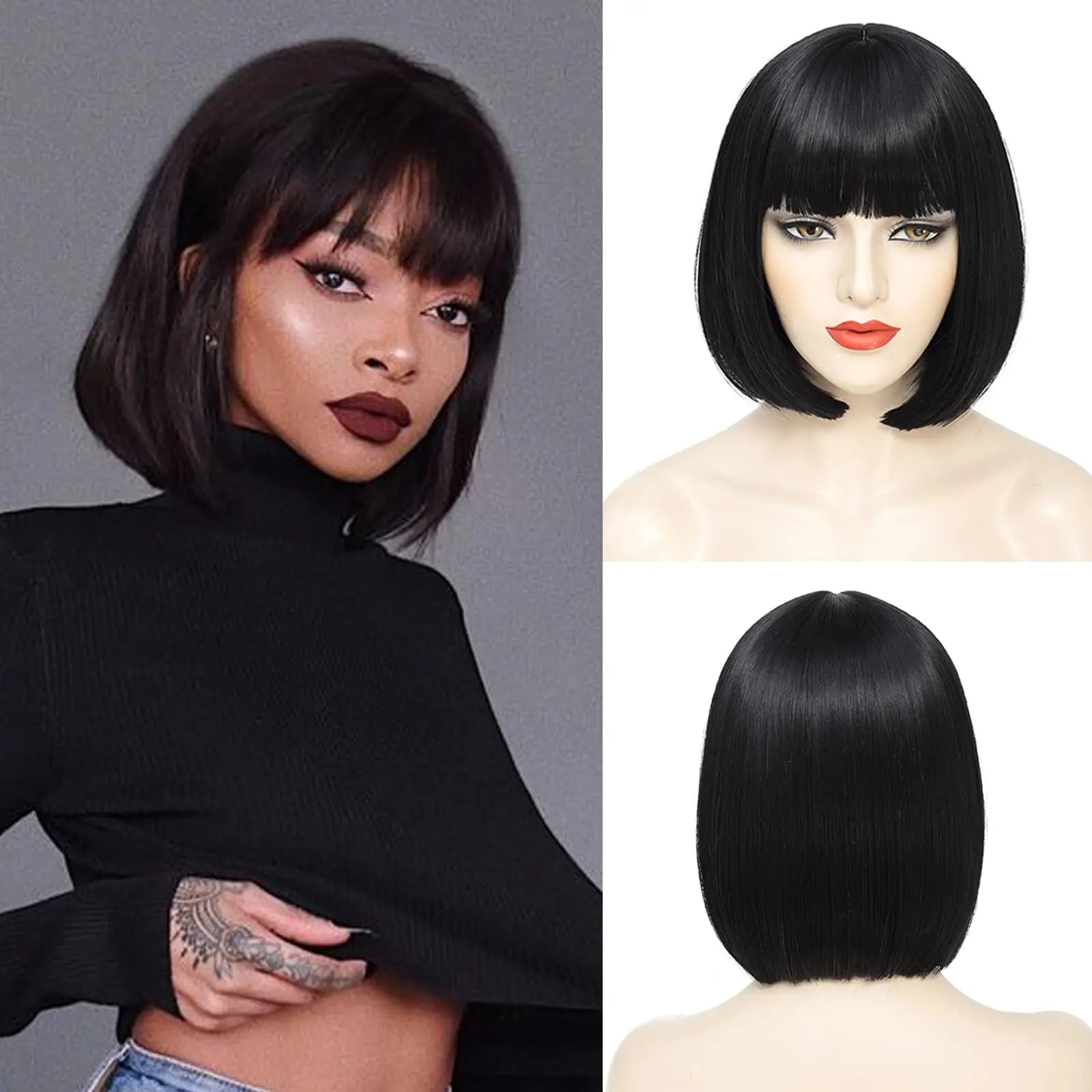 12-inch pink short straight hair synthetic wig for cosplay, pompadour hairstyle, daily high-temperature hair wig