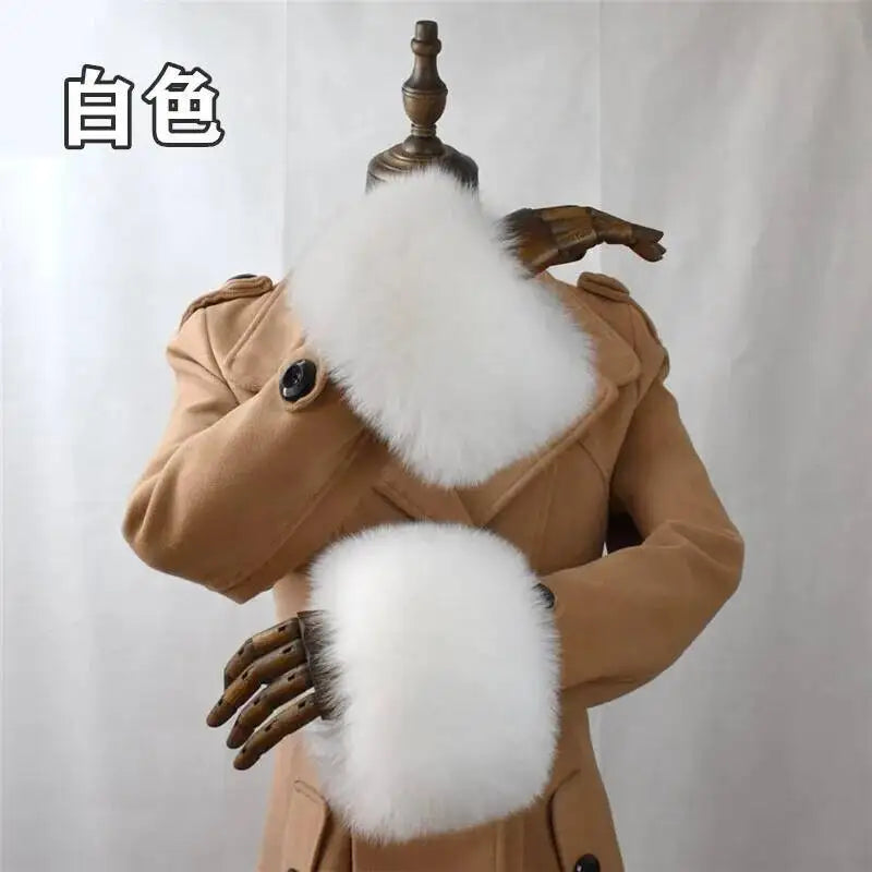 100% Real Fox Fur Cuffs Winter Natural Warm Oversized Arm Warmmer Wristband High Quality Coat Jacket Sleeve Fashion Luxury Cuffs