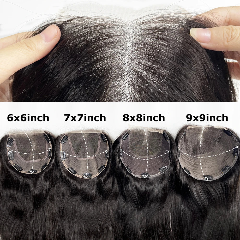 4X4 Inch Transparent HD Lace Wefted Topper Loose Curly Wave Virgin European Human Hair Lace Front Pre Plucked Clip In Hairpieces